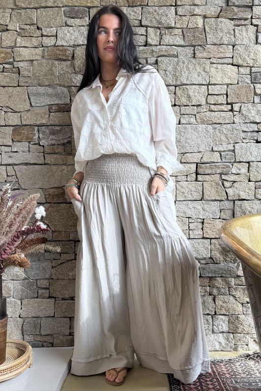 Basso Shirring Sailor Palazzo Pant Mocha /20=